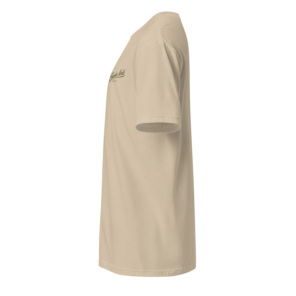Foundry North Script T-Shirt in Sand – left view