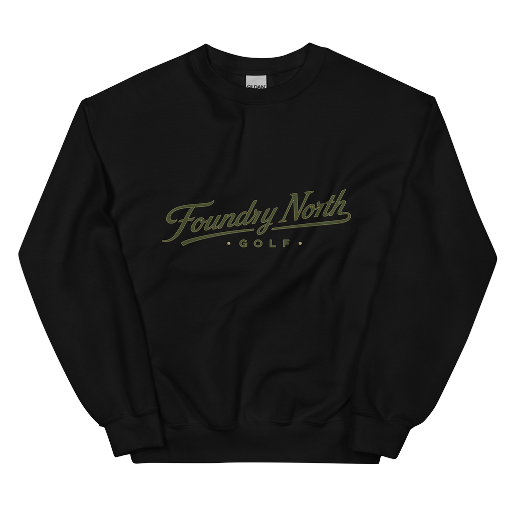 Foundry North Script Crewneck Sweatshirt in Black – front view